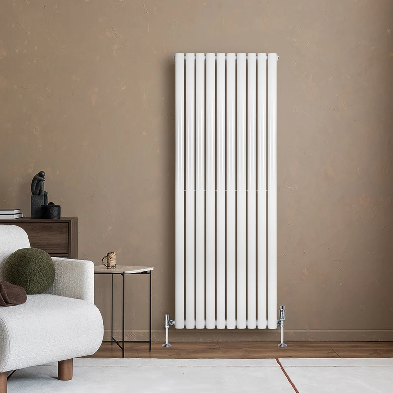 Radiador de Columna Simple Ovalado y Válvulas – 1600 mm x 600 mm – Blanco
