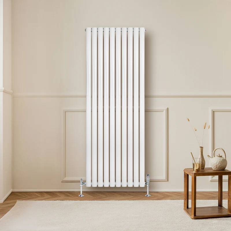 Radiador de Columna Simple Ovalado y Válvulas – 1600 mm x 600 mm – Blanco