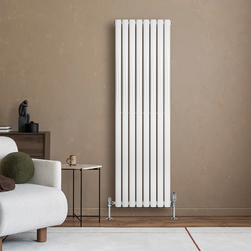 Radiador de Columna Simple Ovalado y Válvulas – 1600 mm x 480 mm – Blanco