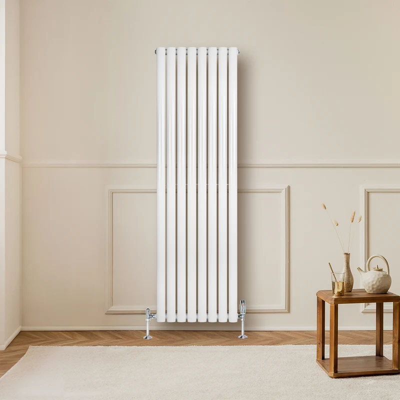 Radiador de Columna Simple Ovalado y Válvulas – 1600 mm x 480 mm – Blanco
