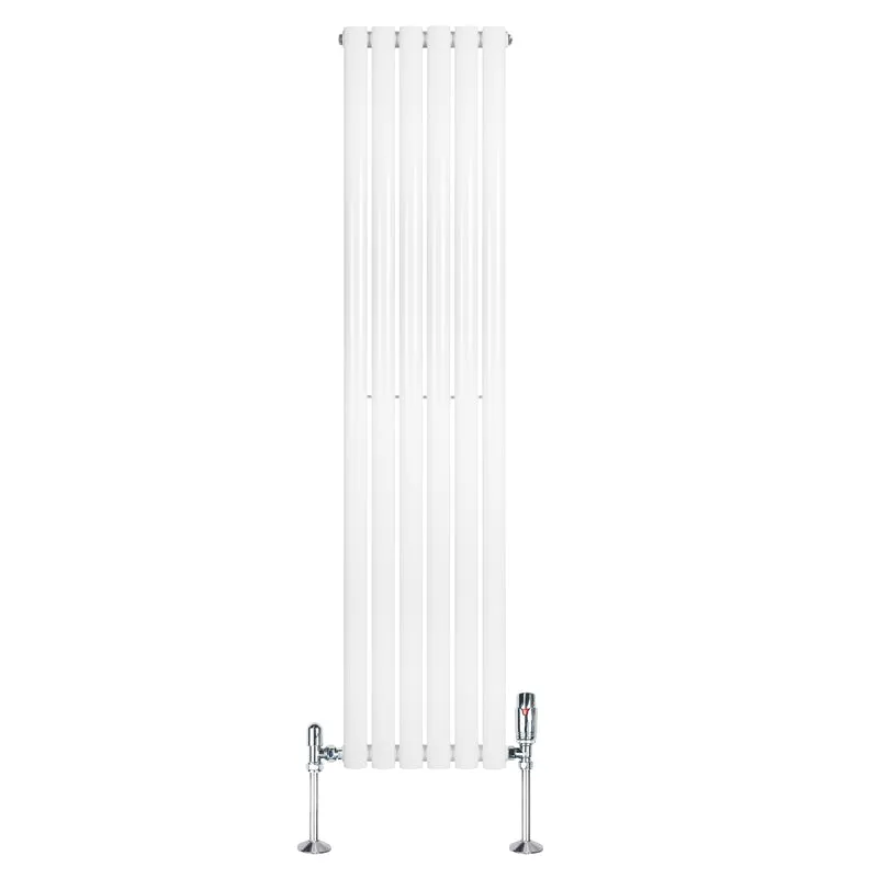 Radiador de Columna Simple Ovalado y Válvulas – 1600 mm x 360 mm – Blanco
