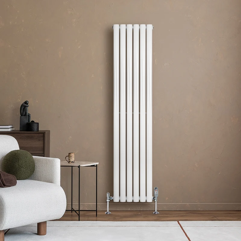 Radiador de Columna Simple Ovalado y Válvulas – 1600 mm x 360 mm – Blanco