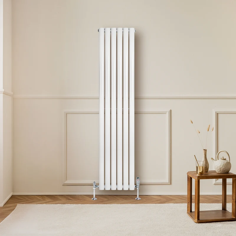 Radiador de Columna Simple Ovalado y Válvulas – 1600 mm x 360 mm – Blanco