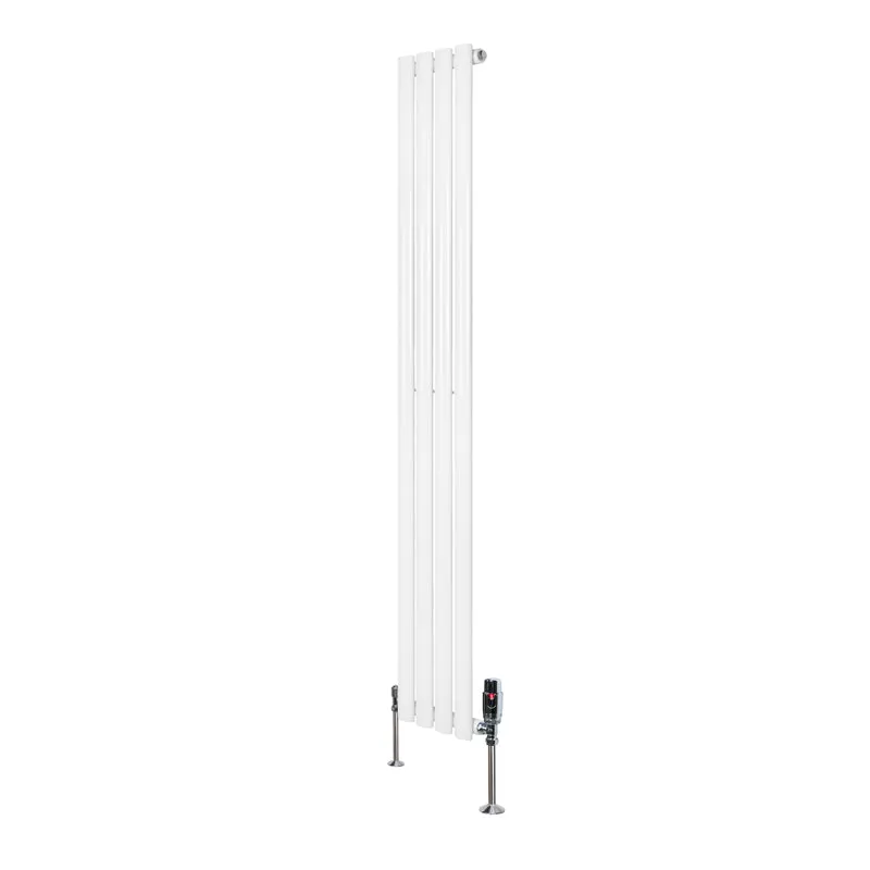 Radiador de Columna Simple Ovalado y Válvulas – 1600 mm x 240 mm – Blanco