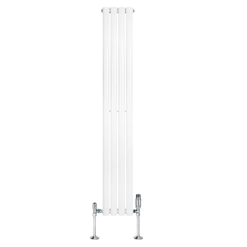 Radiador de Columna Simple Ovalado y Válvulas – 1600 mm x 240 mm – Blanco