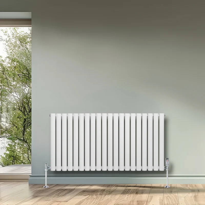 Radiador de Columna Simple Ovalado y Válvulas – 600 mm x 1200 mm – Blanco