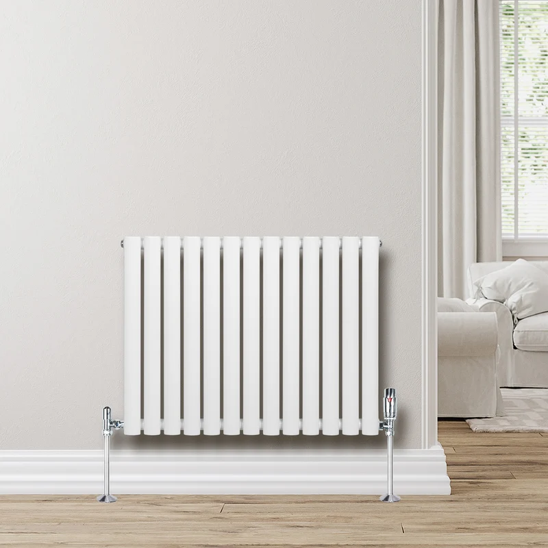 Radiador de Columna Simple Ovalado y Válvulas – 600 mm x 780 mm – Blanco