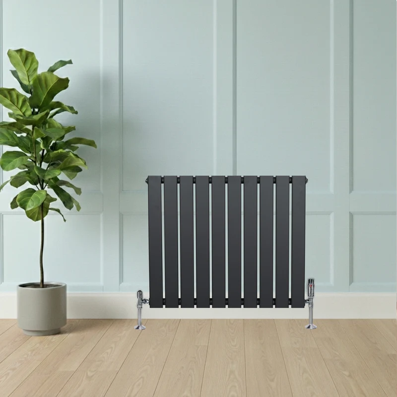 Radiador Plano de Columna Simple con Válvulas – 600 x 700 mm – Gris Antracita