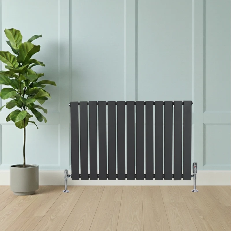 Radiador Plano de Columna Simple con Válvulas – 600 x 910 mm – Gris Antracita