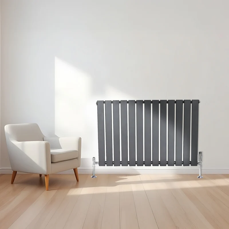 Radiador Plano de Columna Simple con Válvulas – 600 x 910 mm – Gris Antracita