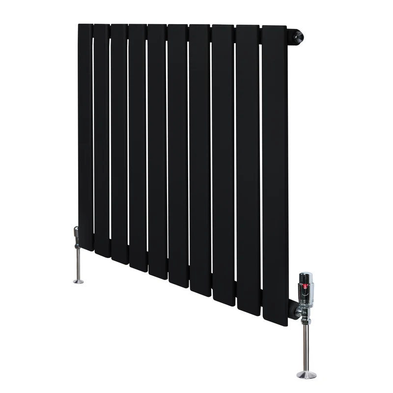Radiador Plano de Columna Simple con Válvulas – 600 x 700 mm – Negro