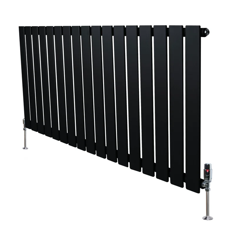 Radiador Plano de Columna Simple con Válvulas – 600 x 1190 mm – Negro
