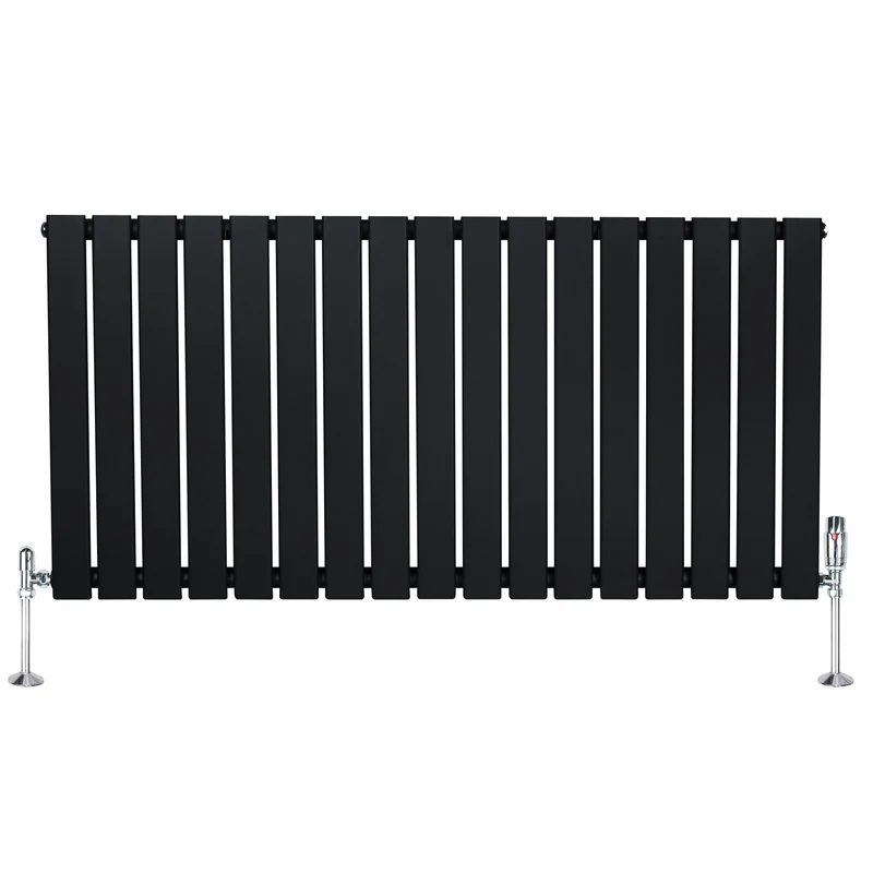 Radiador Plano de Columna Simple con Válvulas – 600 x 1190 mm – Negro