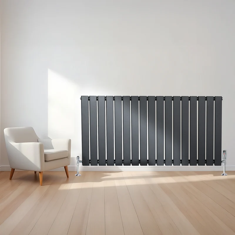 Radiador Plano de Columna Simple con Válvulas – 600 x 1190 mm – Gris Antracita