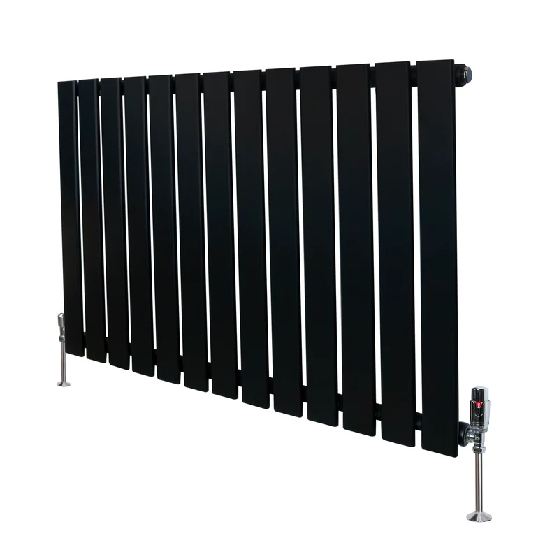 Radiador Plano de Columna Simple con Válvulas – 600 x 910 mm – Negro