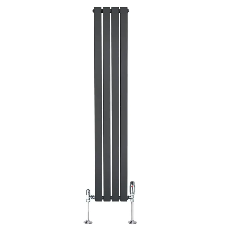 Radiador Plano de Columna Simple con Válvulas – 1600 x 280 mm – Gris Antracita