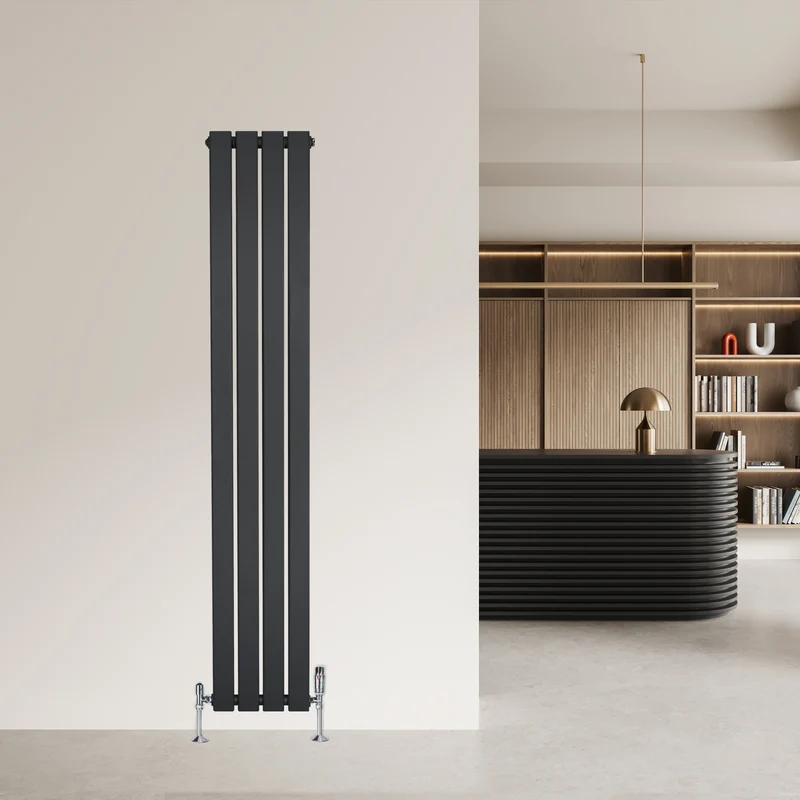 Radiador Plano de Columna Simple con Válvulas – 1600 x 280 mm – Gris Antracita