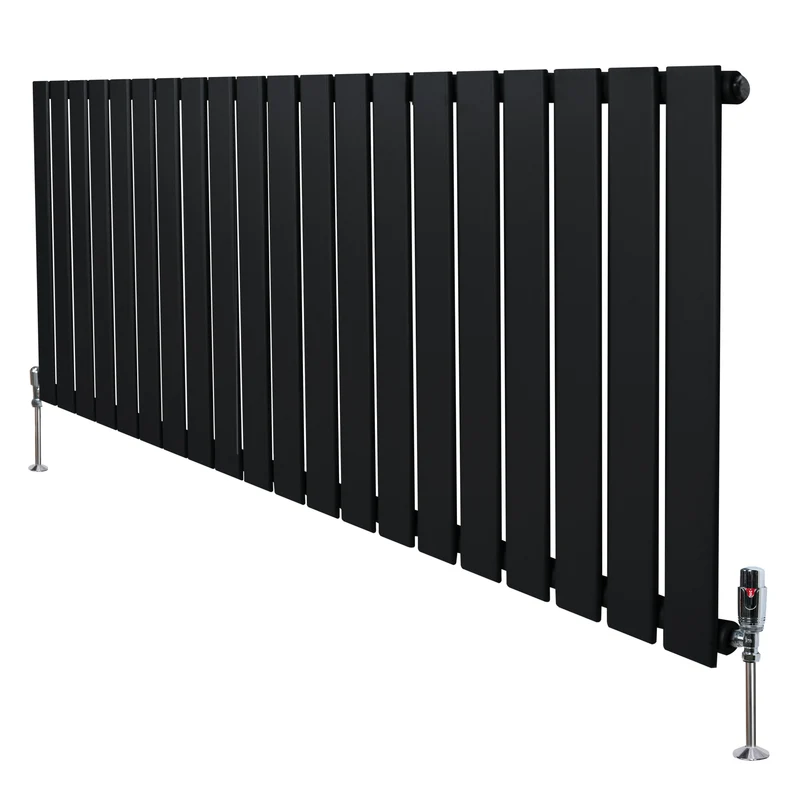 Radiador Plano de Columna Simple con Válvulas – 600 x 1400 mm – Negro