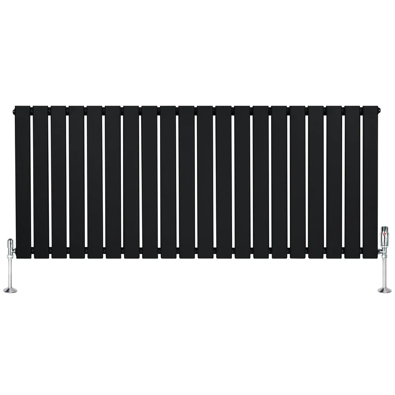 Radiador Plano de Columna Simple con Válvulas – 600 x 1400 mm – Negro