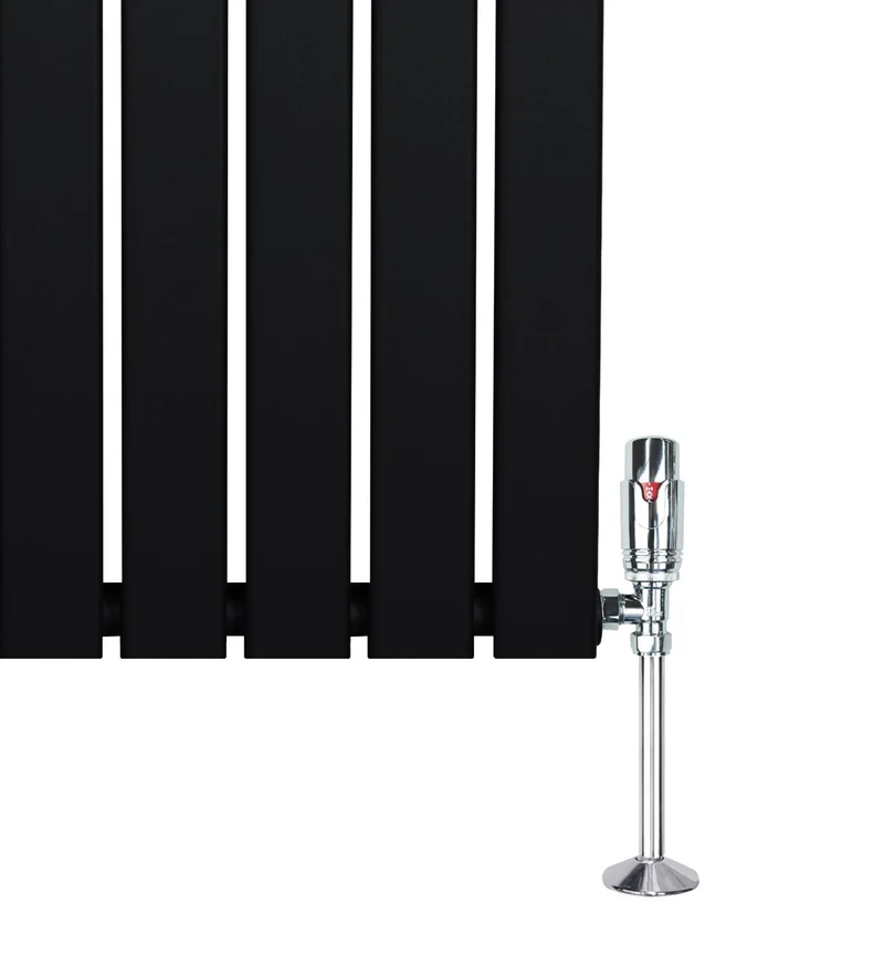 Radiador Plano de Columna Simple con Válvulas – 600 x 1400 mm – Negro