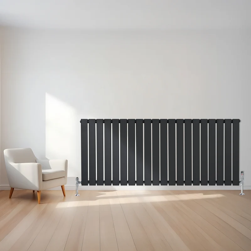 Radiador Plano de Columna Simple con Válvulas – 600 x 1400 mm – Gris Antracita