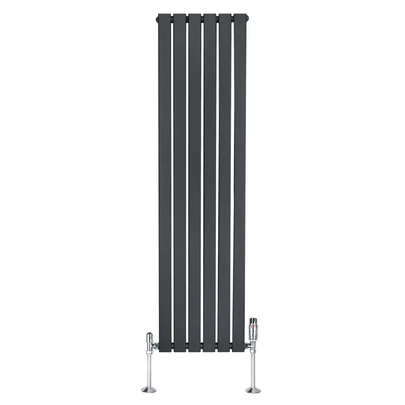 Radiador Plano de Columna Simple con Válvulas – 1600 x 420 mm – Gris Antracita