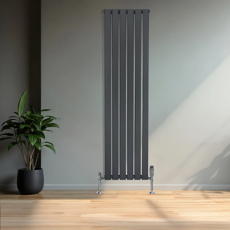Radiador Plano de Columna Simple con Válvulas – 1600 x 420 mm – Gris Antracita