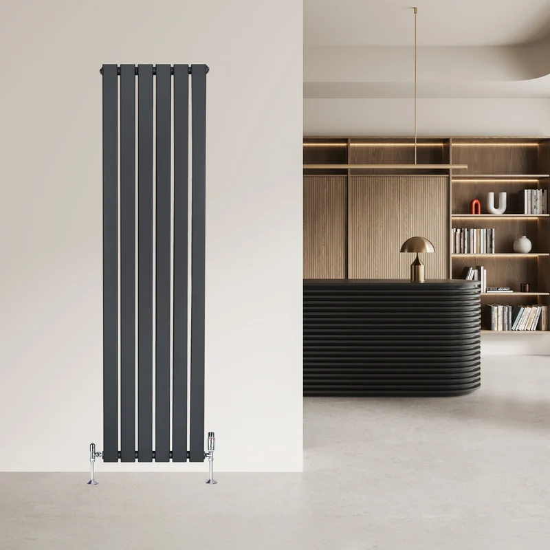 Radiador Plano de Columna Simple con Válvulas – 1600 x 420 mm – Gris Antracita