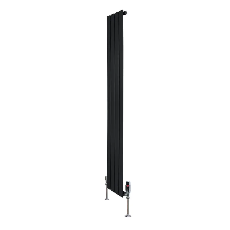 Radiador Plano de Columna Simple con Válvulas – 1600 x 280 mm – Negro