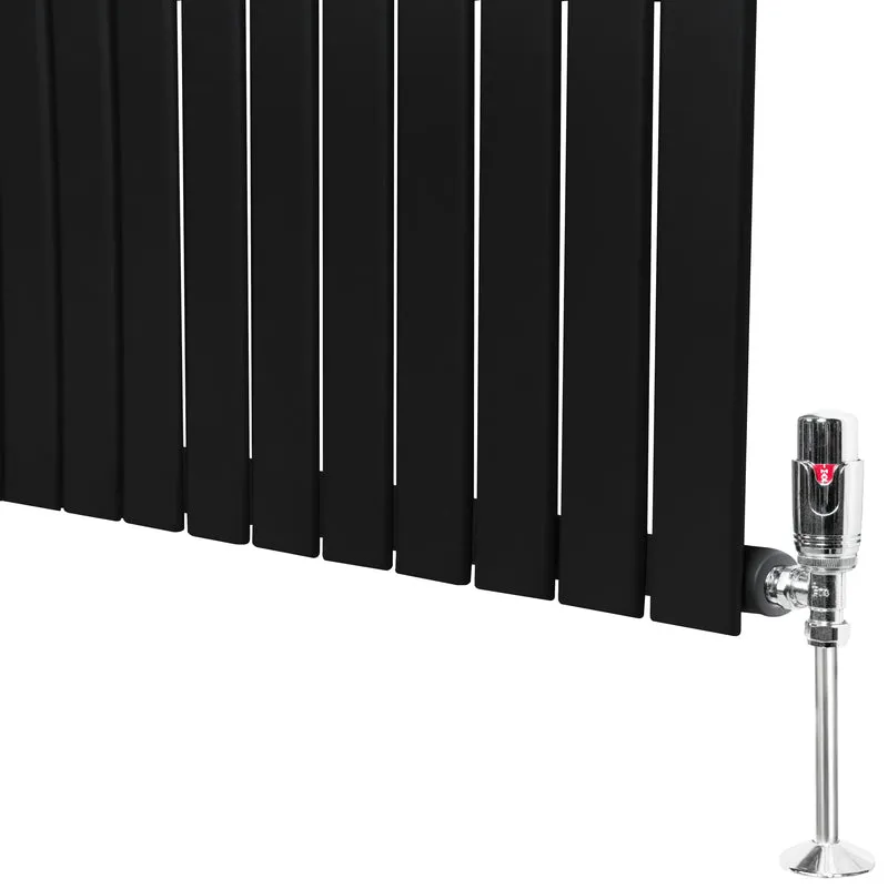 Radiador Plano de Columna Simple con Válvulas – 1600 x 280 mm – Negro