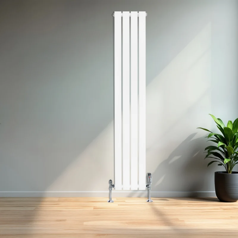 Radiador Plano de Columna Simple con Válvulas – 1600 x 280 mm – Blanco