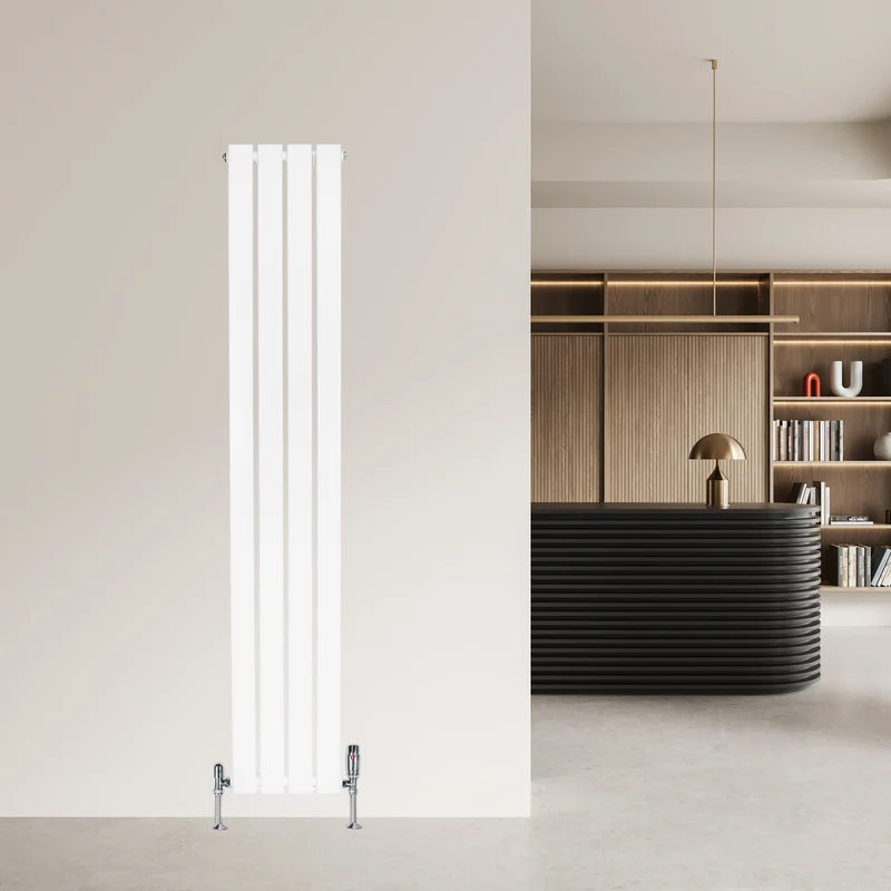 Radiador Plano de Columna Simple con Válvulas – 1600 x 280 mm – Blanco