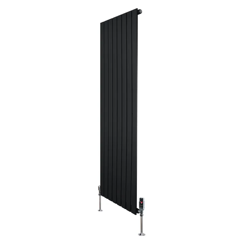 Radiador Plano de Columna Simple con Válvulas – 1600 x 560 mm – Negro