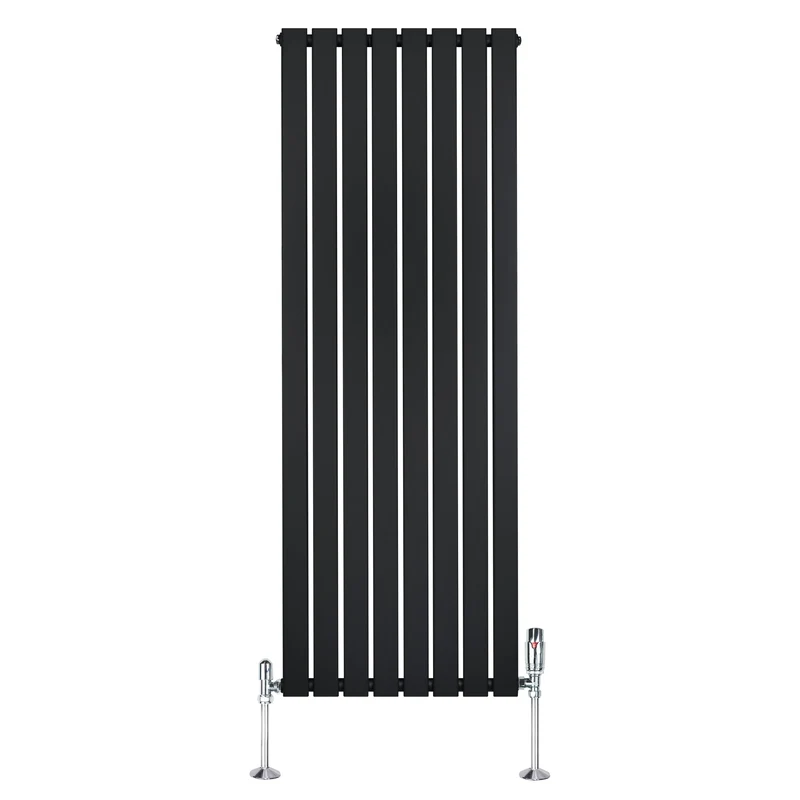 Radiador Plano de Columna Simple con Válvulas – 1600 x 560 mm – Negro