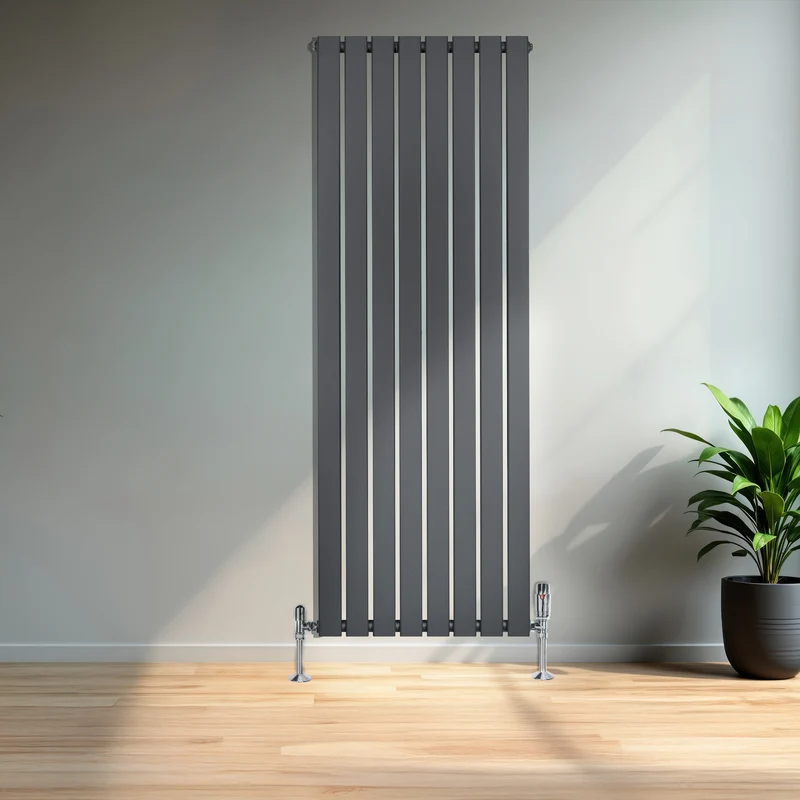 Radiador Plano de Columna Simple con Válvulas – 1600 x 560 mm – Gris Antracita