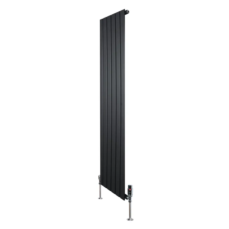 Radiador Plano de Columna Simple con Válvulas – 1600 x 420 mm – Negro