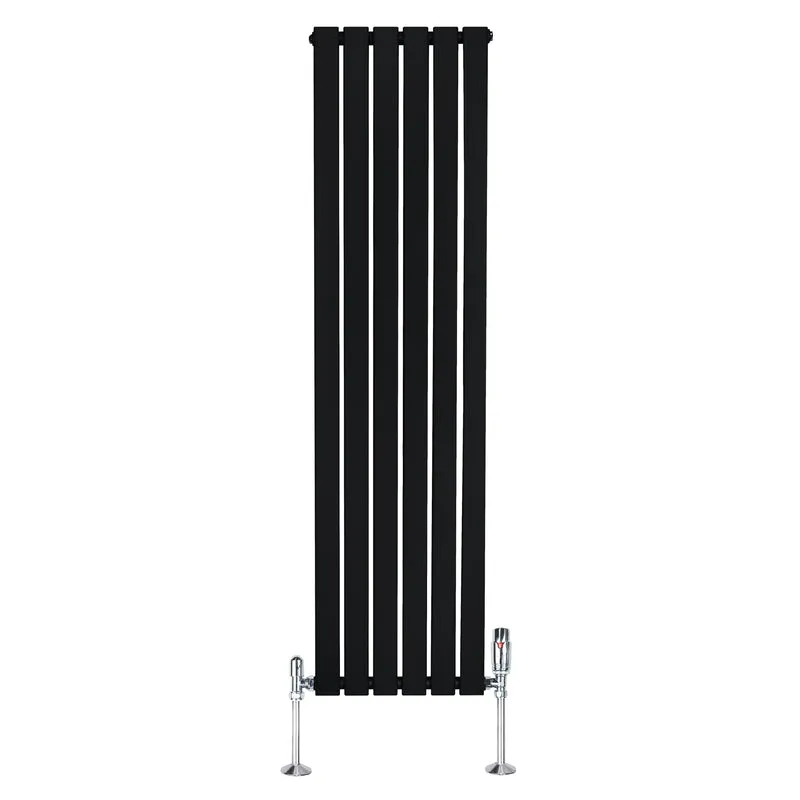 Radiador Plano de Columna Simple con Válvulas – 1600 x 420 mm – Negro