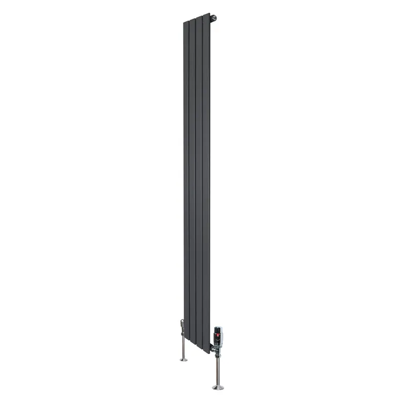 Radiador Plano de Columna Simple con Válvulas – 1800 mm x 280 mm – Gris Antracita