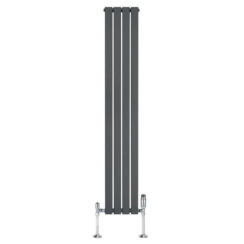 Radiador Plano de Columna Simple con Válvulas – 1800 mm x 280 mm – Gris Antracita