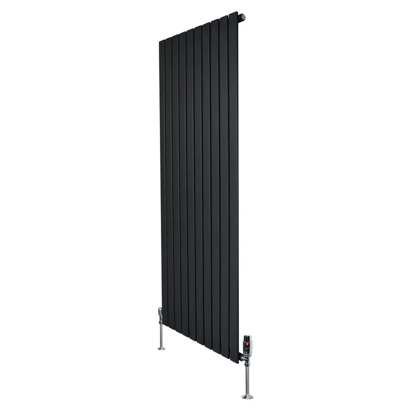 Radiador Plano de Columna Simple con Válvulas – 1600 x 700 mm – Negro