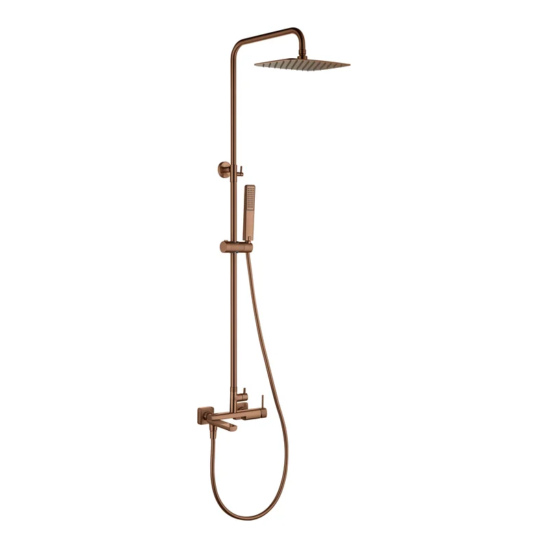 Conjunto Bañera Monomando Firenze Oro Rosa Cepillado Imex