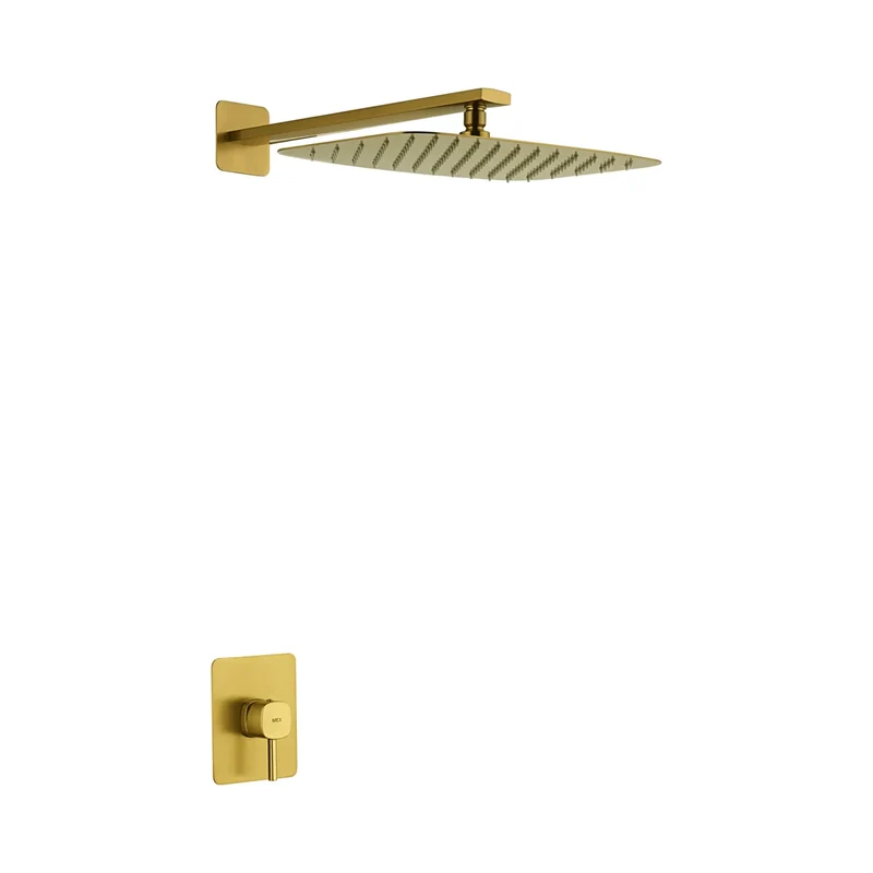 Set monomando empotrado 1 vía Toscana con rociador oro cepillado Imex