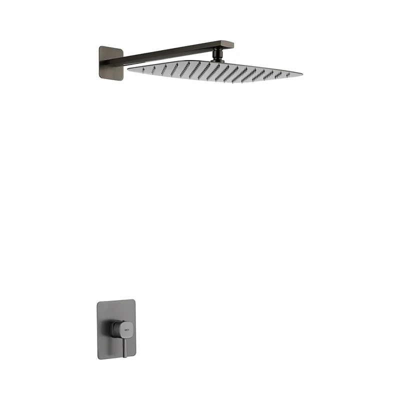 Set monomando empotrado 1 vía Toscana con rociador black gun metal Imex