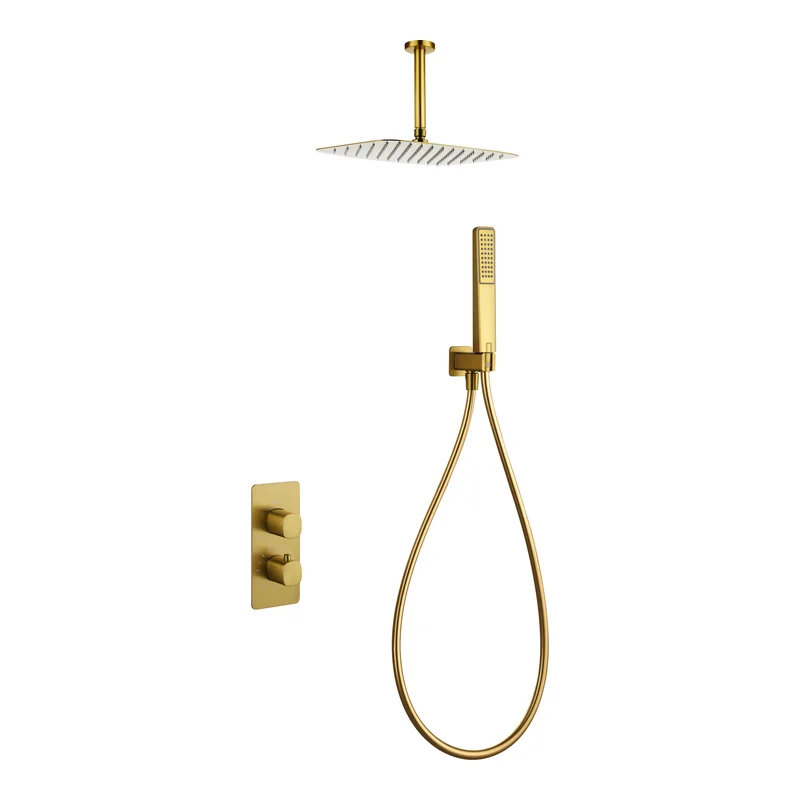 Conjunto ducha termostático empotrado Arezzo oro cepillado Imex