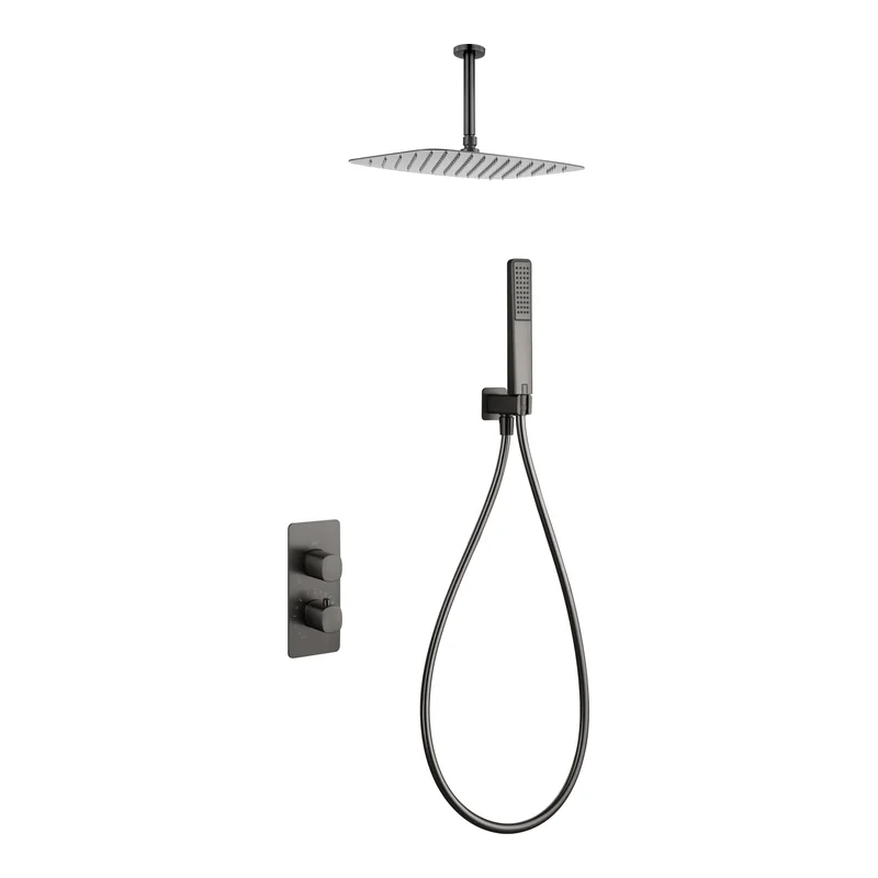 Conjunto ducha termostático empotrado Arezzo black gun metal Imex