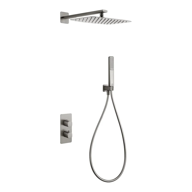 Conjunto ducha termostático empotrado Toscana níquel cepillado Imex