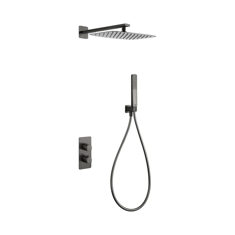 Conjunto ducha termostático empotrado Toscana black gun metal Imex