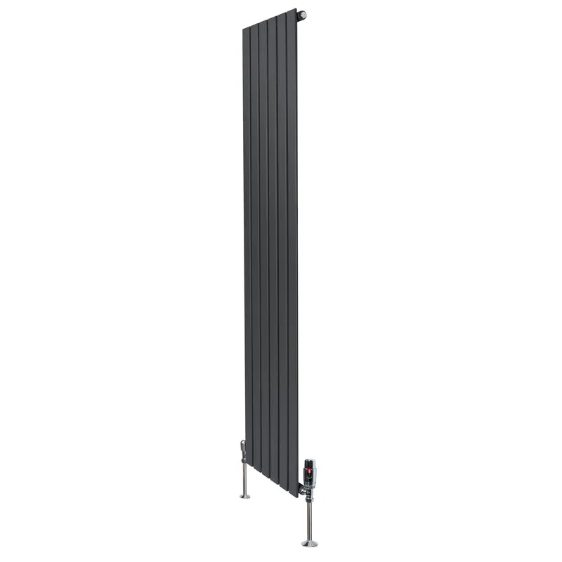 Radiador Plano de Columna Simple con Válvulas – 1800 mm x 420 mm – Gris Antracita