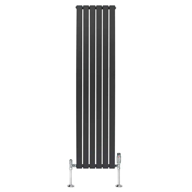 Radiador Plano de Columna Simple con Válvulas – 1800 mm x 420 mm – Gris Antracita