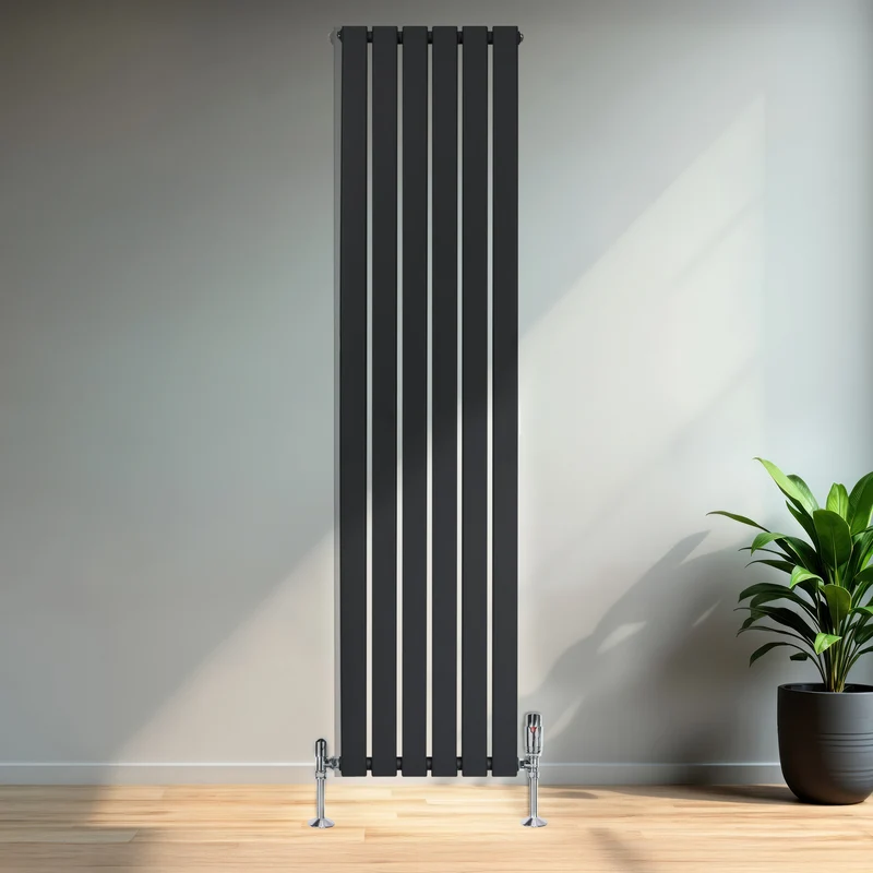 Radiador Plano de Columna Simple con Válvulas – 1800 mm x 420 mm – Gris Antracita